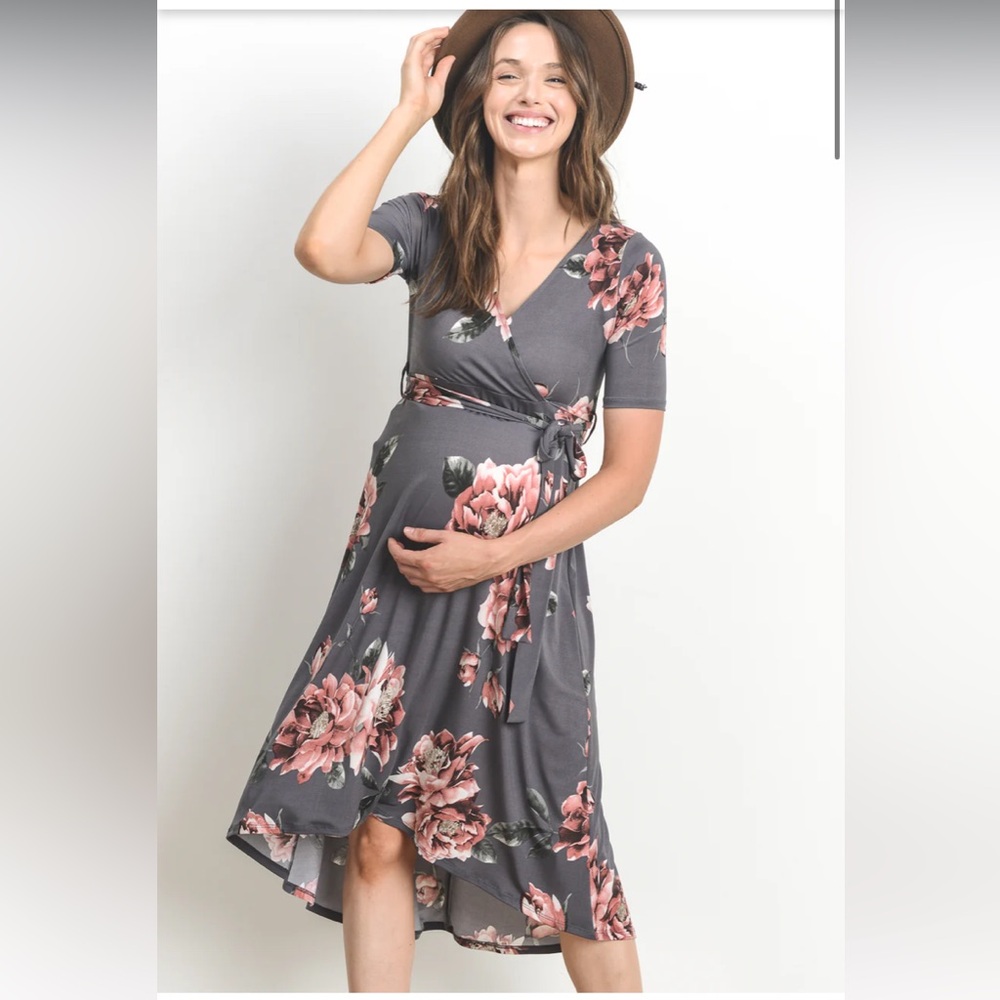Hello MIZ Gray and Pink Floral Dress